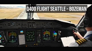 Bombardier Q400 Flight Seattle  Bozeman  Seattle [upl. by Ainocal]