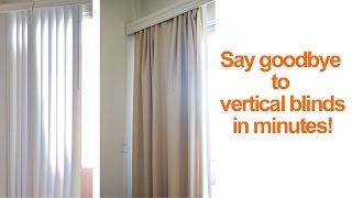 How to hide or replace vertical blinds with curtains in a rental apartment [upl. by Anitak602]