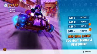 CTR Nitro Fueled  Developer Time Trial 28 Barin Ruins 14393 [upl. by Aticilef]