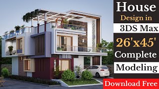 How to Design a Exterior in 3DS Max  Duplex House Design [upl. by Snook]