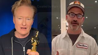 Kimmel Reacts To Conan Taking Over As Oscars Host [upl. by Eirod]