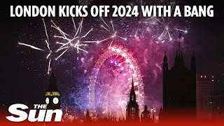 Spectacular New Year’s Eve fireworks in London as 2024 kicks off with a bang [upl. by Berl]