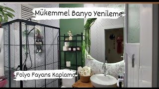 Mükemmel Banyo Yenileme  Folyo Fayans Kaplama  Kendin Yap  Banyo Değişim [upl. by Dewhirst]