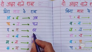 Do Akshar Wale Shabd  Bina Matra wale Shabd  Two letter words Hindi  Hindi writing [upl. by Yelraf656]