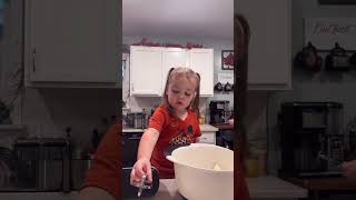 This is why she prefers to handle the mixing herself 😂 toddlers kidsinthekitchen [upl. by Ettenuahs42]