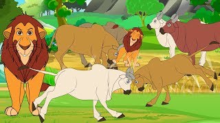 शेर और गाय की हिन्दी कहानी  Animated Hindi Moral Stories  Hindi fairy Tales [upl. by Tanitansy]