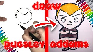 How to Draw Pugsley Addams from the ADDAMS FAMILY  Step By Step Drawing  DIY Easy Tutorial [upl. by Goldwin]