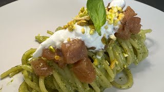 Spaghettone con pesto di pistacchi e tartare di tonno 🤤 [upl. by Nuris]