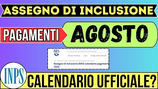 🔴 ASSEGNO DI INCLUSIONE ➡ PAGAMENTI AGOSTO [upl. by Ainatnas428]