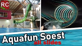 AquaFun Soest  alle Rutschen  all slides mit FunAconda POVs 2018 [upl. by Navar]