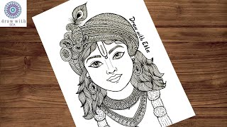 Lord Krishna  Mandala Art  Step by Step  Simple Mandala Art  Mandala art for Beginners [upl. by Rabelais]