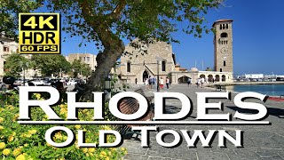 Rhodes Old Town Bars Restaurants Shops in 4K 60fps HDR UHD 💖 The best places 👀 Walking tour [upl. by Inaffyt934]