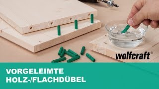 Vorgeleimte HolzFlachdübel Einfache Anwendung  wolfcraft [upl. by Aley]