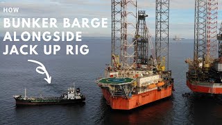 Bunker Barge Alongside Jack Up Rig [upl. by Ahsinra]