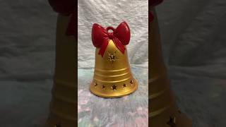 Painting Ceramic Extreme Sheen 24k Gold Christmas Bell With A Santa Red Bow And Gloss Mod Podge [upl. by Yentnuoc]