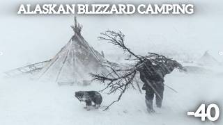 EXTREME 40° Solo Camping 4 Days  Snowstorm Hot Tent Camping In A Blizzard  ASMR [upl. by Lucian310]