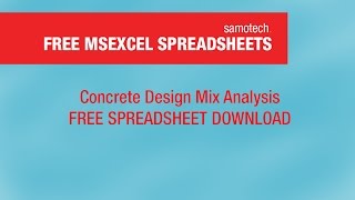 Concrete Design Mix Analysis Spreadsheet [upl. by Jonny]