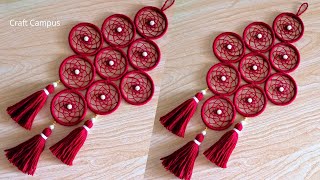 Old Bangles Reuse Idea  DIY Easy Woolen Flower Wall Hanging  Woolen Craft Wall Hanging [upl. by Esille]