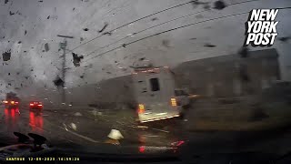 Shocking video shows the moment a car gets totaled by deadly Tennessee tornado [upl. by Loggia]