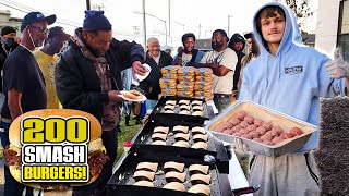 Cooking 200 Smash Burgers For The Homeless [upl. by Ciapas]