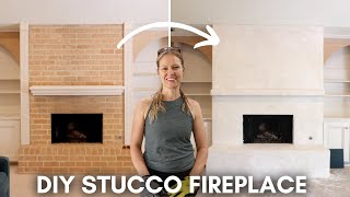 DIY Brick Fireplace Makeover  Extreme Home Makeover Part 6  DIY Stucco Fireplace [upl. by Reggi]