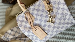 LV Speedy Bandoulière 25 Damier Azur review what’s in my bag louisvuitton lvspeedy [upl. by Ayrad]