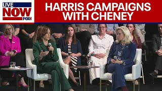 VP Harris and Liz Cheney campaign in Wisconsin during Blue Wall tour  LiveNOW from FOX [upl. by Adnilahs717]