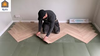 How to Install Herringbone Laminate Flooring  Sideways [upl. by Reyam]