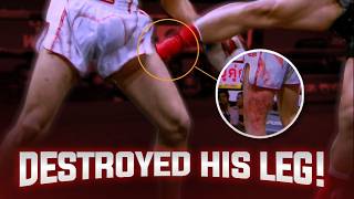 HOW TO DESTROY A LEG WITH LOW KICKS  Rajadamnern World Series [upl. by Odlabso]