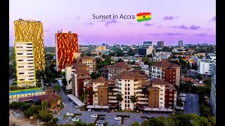 Sunset In Ghana I Tetteh Quarshie Interchange Accra Ghana I Aerial Drone Shot 4K [upl. by Morley]