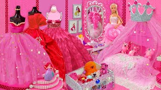 Barbie Disney Princess Miniature Dollhouse  Barbie Doll Dress up  Mini Makeup and more [upl. by Maurine]