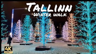 Tallinn Estonia Winter walk 4K Old town  Christmas Market  Christmas lights Tallinna joulutori [upl. by Dagna]