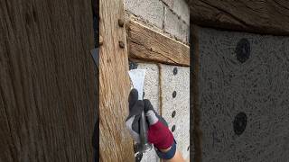 Install of oakum carpentry carpenter oak joinery construction carpentrytips [upl. by Eseilana217]