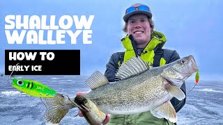 Shallow Walleye at Early Ice  Devils Lake ND [upl. by Decima364]