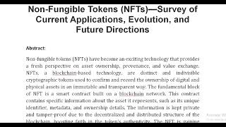 Non Fungible Tokens NFTs—Survey of Current Applications Evolution and Future Directions [upl. by Mikel]