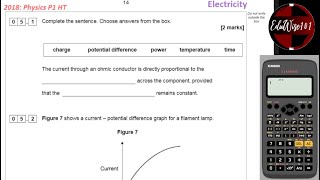 AQA GCSE Physics 2018 Paper 1 Q5 Higher Tier Past paper Questions walk through Topic Electricity [upl. by Donald716]