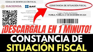 Constancia de Situación Fiscal 2024 SAT ¡Descárgala en 1 Minuto UBER DIDI ✔️ [upl. by Assetniuq]