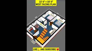 22 x 33 house plan 22 x 33 ghar ka naksha 22 x 33 home design buildmyhome shorts trending dj [upl. by Lahcar946]