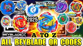 A to Z  ALL BEYBLADES QR CODES  2025  BEYBLADE BURST QUAD DRIVE APP [upl. by Naujej]