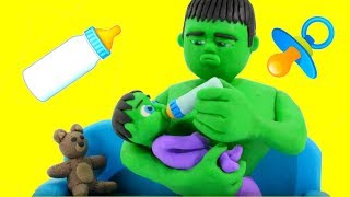 HULK BABY SITTER ❤ Frozen Elsa amp Superhero Babies Play Doh Cartoons [upl. by Aba477]