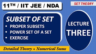 SUBSET CLASS XI  PROPER SUBSETS  POWER SET OF A SET [upl. by Merl]