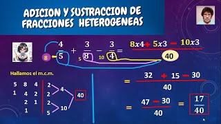 8 ADICIONES Y SUSTRACCIONES DE FRACCIONES HETEROGENEAS [upl. by Zonnya]