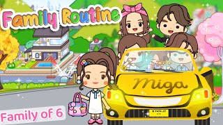 Miga World BIG FAMILY ROUTINE 🛀🏻🧺👨‍👩‍👧‍👦family ROLEPLAY Miga town tocaboca [upl. by Aisatsan]