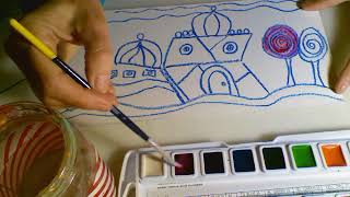 At Home Art Lesson  Hundertwasser Cityscape For Kids [upl. by Anauqal]