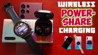 Samsung Galaxy S22 Ultra 5G How To Use Wireless Powershare To Charge Phones Smart Watches Earbuds [upl. by Woodley332]