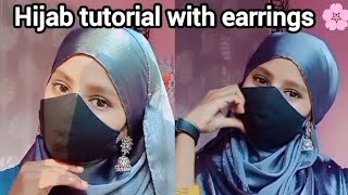 Hijab Tutorial With Earrings 🌸 Wedding Hijab Tutorial 🌸 [upl. by Bertelli612]