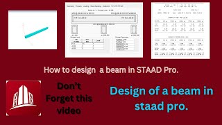 Design of a Simple Beam in STAAD Pro  How to design a beam in STAAD Pro [upl. by Rodolfo]