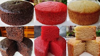 3 Eggless Sponge Cake RecipeChocolate Red Velvet Vanilla Eggless Sponge Cake Recipe Without Oven [upl. by Aldarcy]