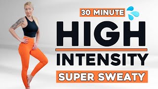 30 MIN HIIT TO THE BEAT TABATA  All Standing Full Body Super Sweaty HIIT Home Workout No Equipment [upl. by Eugnimod]