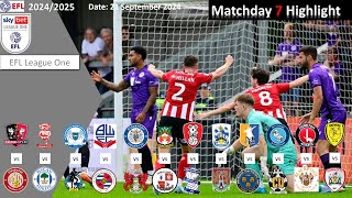 Highlights Summary Matchday 7 202425 EFL League One [upl. by Toddie]